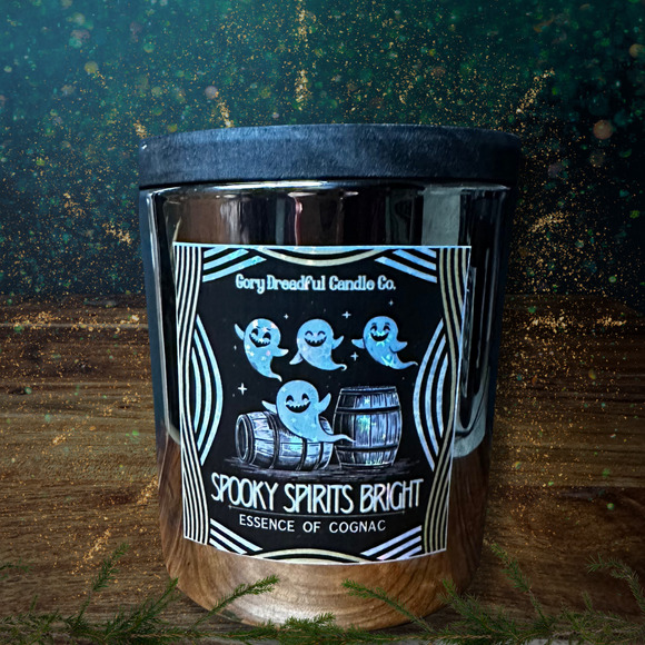 Spooky Spirits Bright Crackling Wooden Wick Candle: Essence of Cognac Scent - Picture 4 of 9